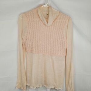 Moth Peachy Wool Mohair Cashmere Blend Top Lightweight Sweater Turtleneck Size M